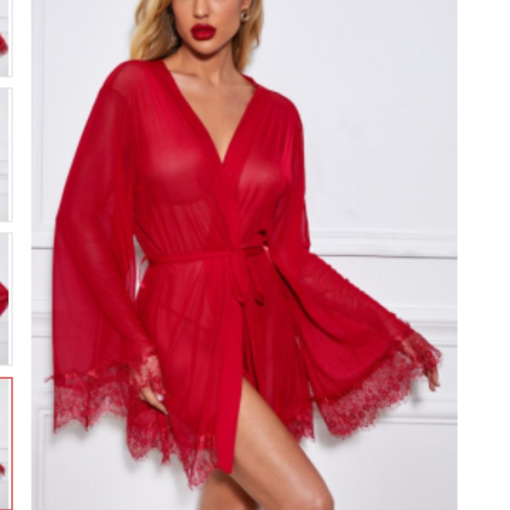 HP! 🎉 Bell Sleeves Wrapped Robe with thong. - Picture 4 of 5